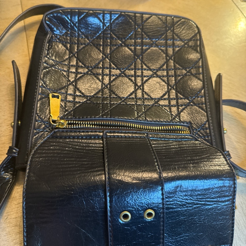 Diet Black Leather Quilted Backpack